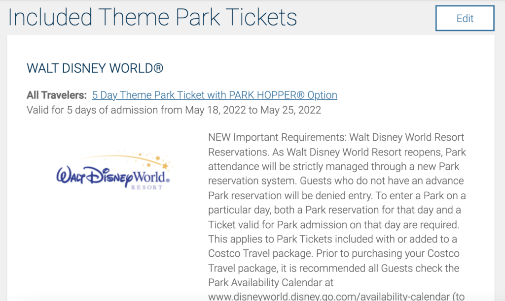 Costco Disney World tickets